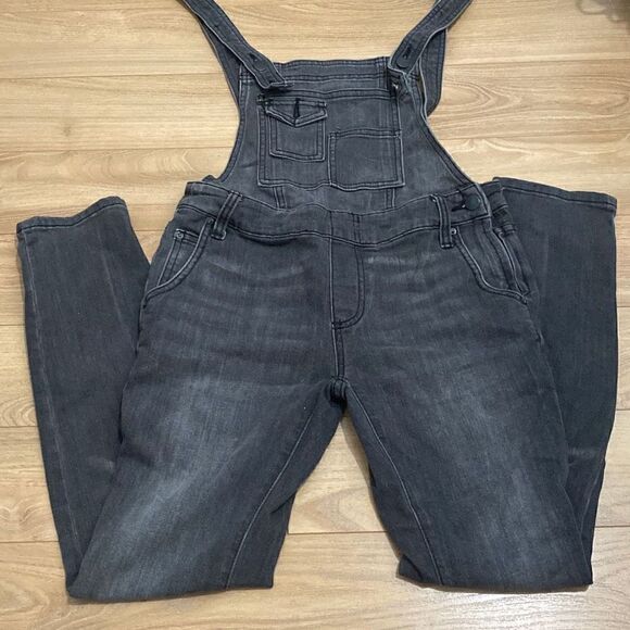 Free people dark gray wash overalls size small - Picture 2 of 8